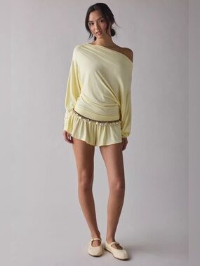UO Out From Under Kiera Jersey Knit Off-The-Shoulder Sleep Romper